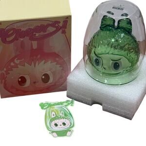 NIB Pop Mart The Monsters Cheers Labubu Green “Relax” Double Walled Glass Cup